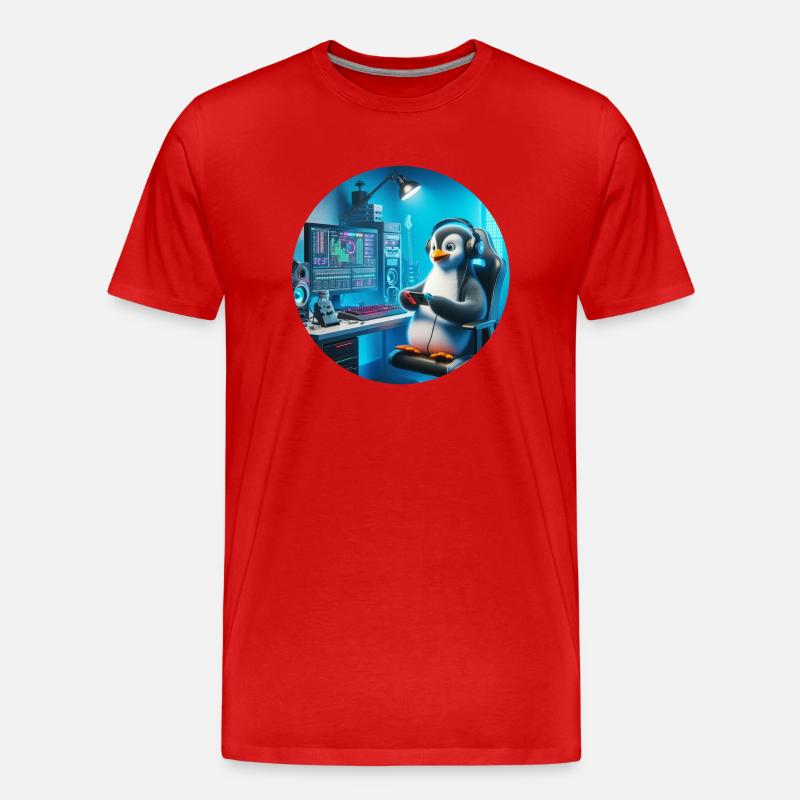PinguStreamer Logo Rund - Männer Premium Bio T-Shirt - Rot