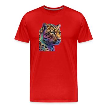 Leopard - Men's Premium Organic T-Shirt - red - Front - Damien (186cm)