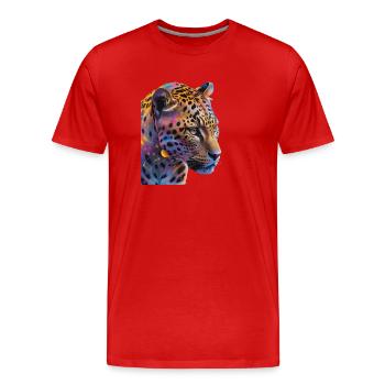 Leopard - Men's Premium Organic T-Shirt - red - Front - Damien (186cm)