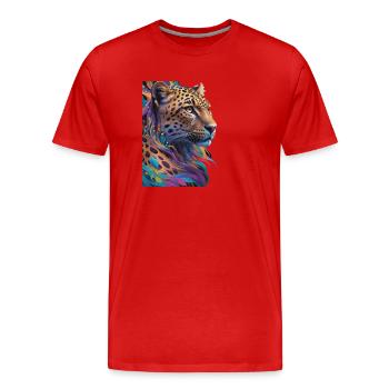 Leopard - Men's Premium Organic T-Shirt - red - Front - Damien (186cm)