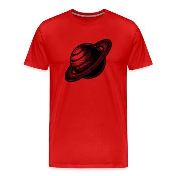 Planète aux anneaux Saturne avec système d’anneaux dans le système solaire - T-shirt bio Premium Homme - rouge - Devant - Damien (186cm)