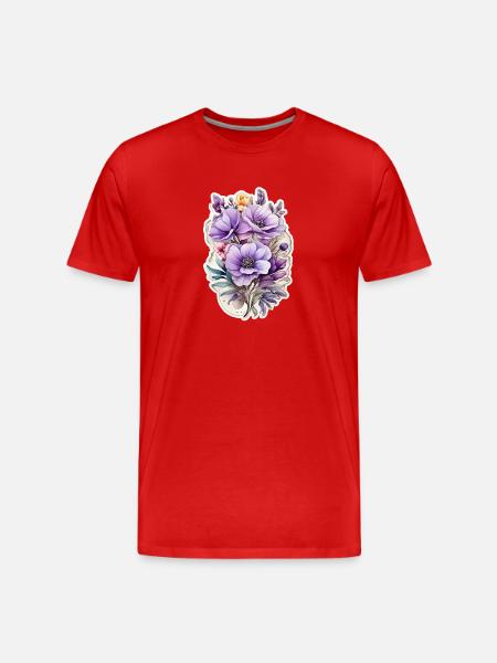 Blue Wildflower - Men's Premium Organic T-Shirt - red