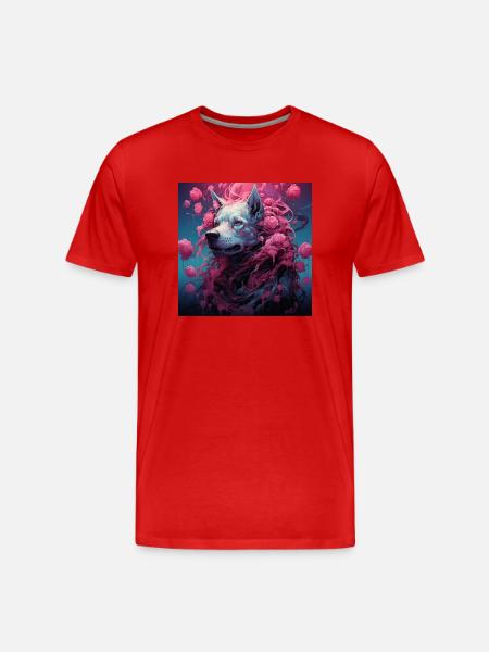 Celestial Canine Dreams - Männer Premium Bio T-Shirt - Rot