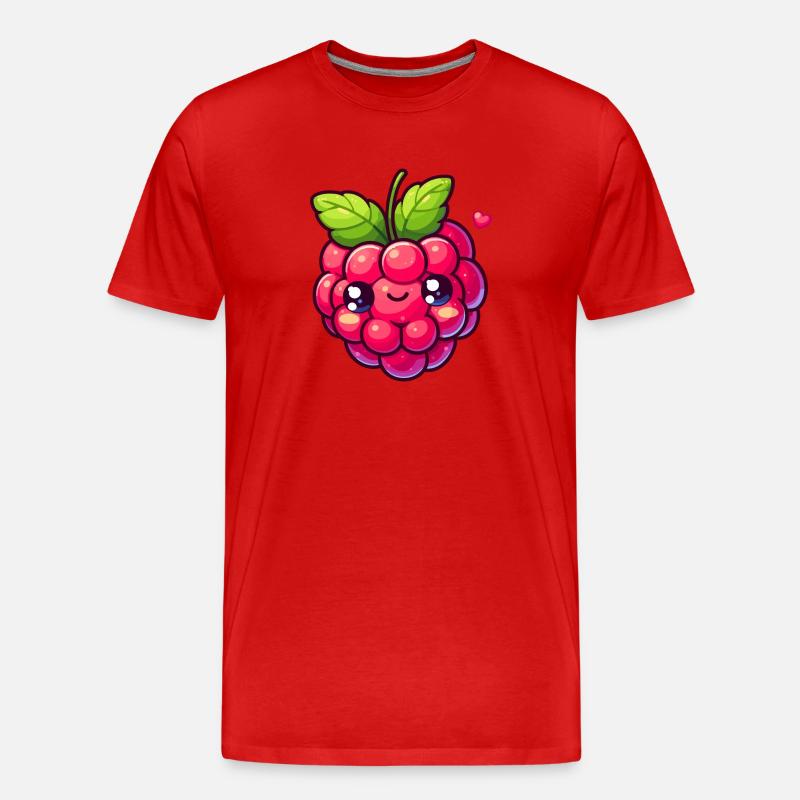 Himbeere - Herz - Männer Premium Bio T-Shirt - Rot