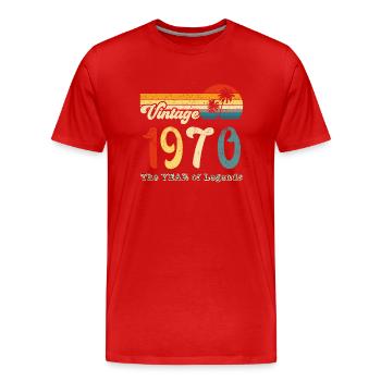 Années 1970 - T-shirt bio Premium Homme - rouge - Devant - Damien (186cm)