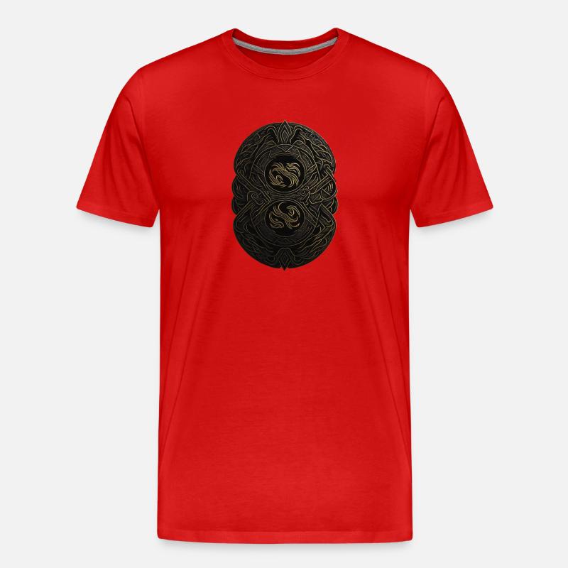 Mayan Black and Gold Monogram - Men's Premium Organic T-Shirt - red