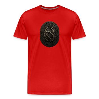 Monogramme Maya noir et or - T-shirt bio Premium Homme - rouge - Devant - Damien (186cm)