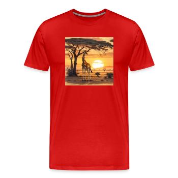 GIRAFE AU COUCHER DU SOLEIL - T-shirt bio Premium Homme - rouge - Devant - Damien (186cm)