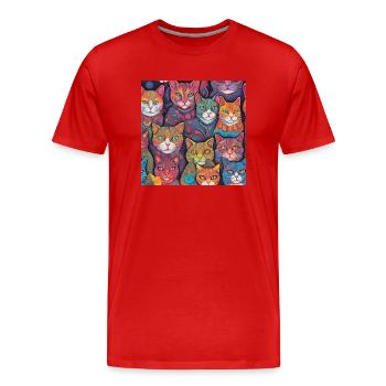 Colorful Cats - Men's Premium Organic T-Shirt - red - Front - Damien (186cm)
