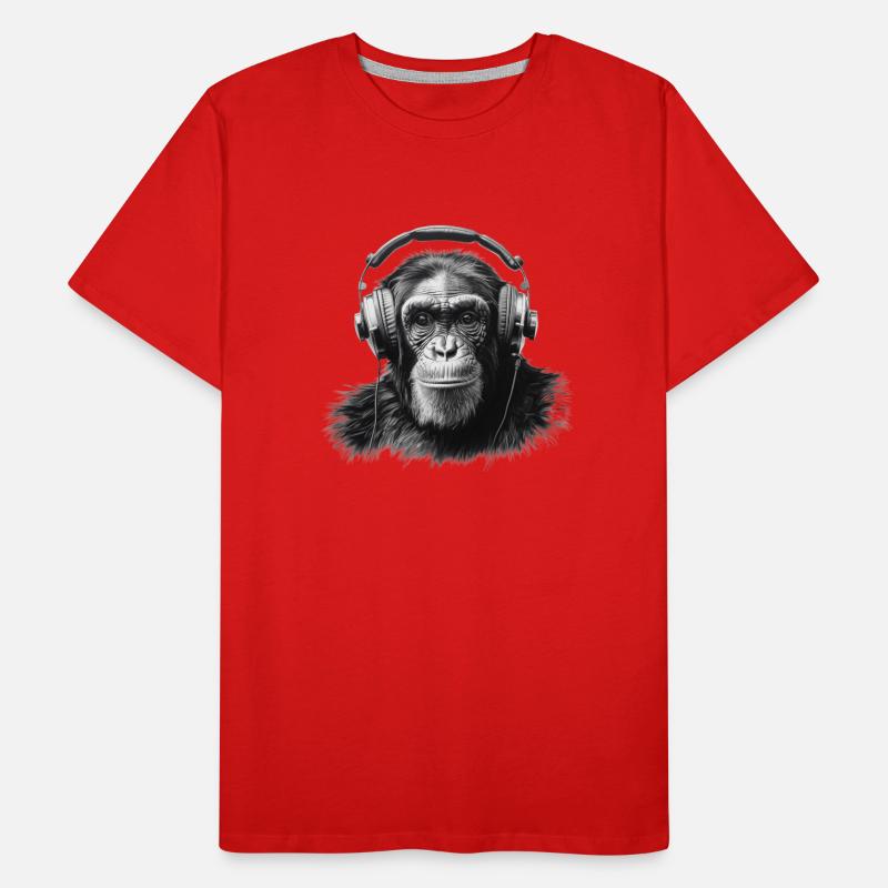 Schimpanse mit Kopfhörern Männer Premium Bio T-Shirt