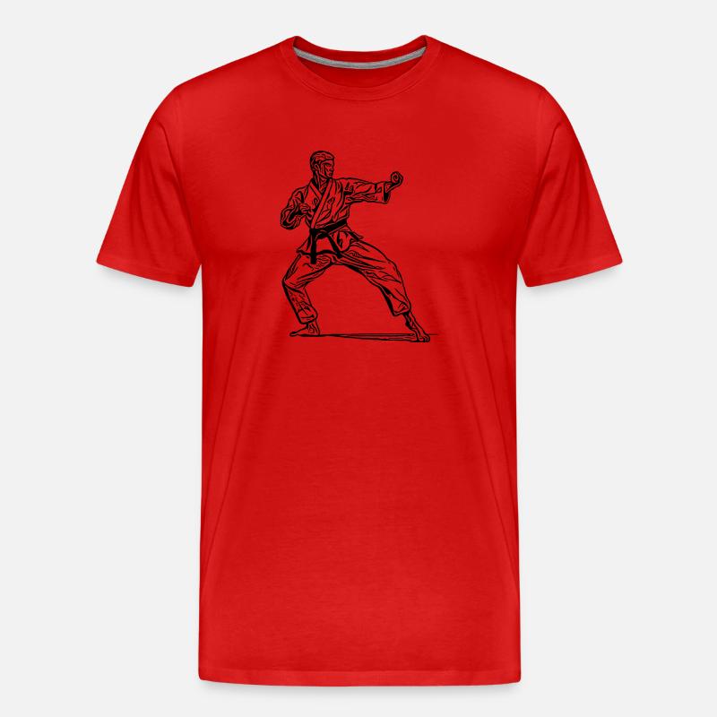 Karatekämpfer in Kampfpose - Männer Premium Bio T-Shirt - Rot