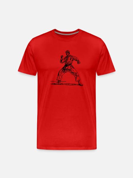 Judo Coach in Fighting Pose - Men's Premium Organic T-Shirt - red
