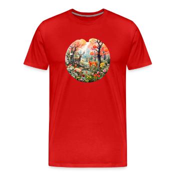 Scène de forêt printanière - T-shirt bio Premium Homme - rouge - Devant - Damien (186cm)