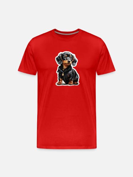 Dackel - Männer Premium Bio T-Shirt - Rot