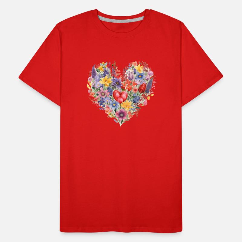 Blume Herz Männer Premium Bio T-Shirt