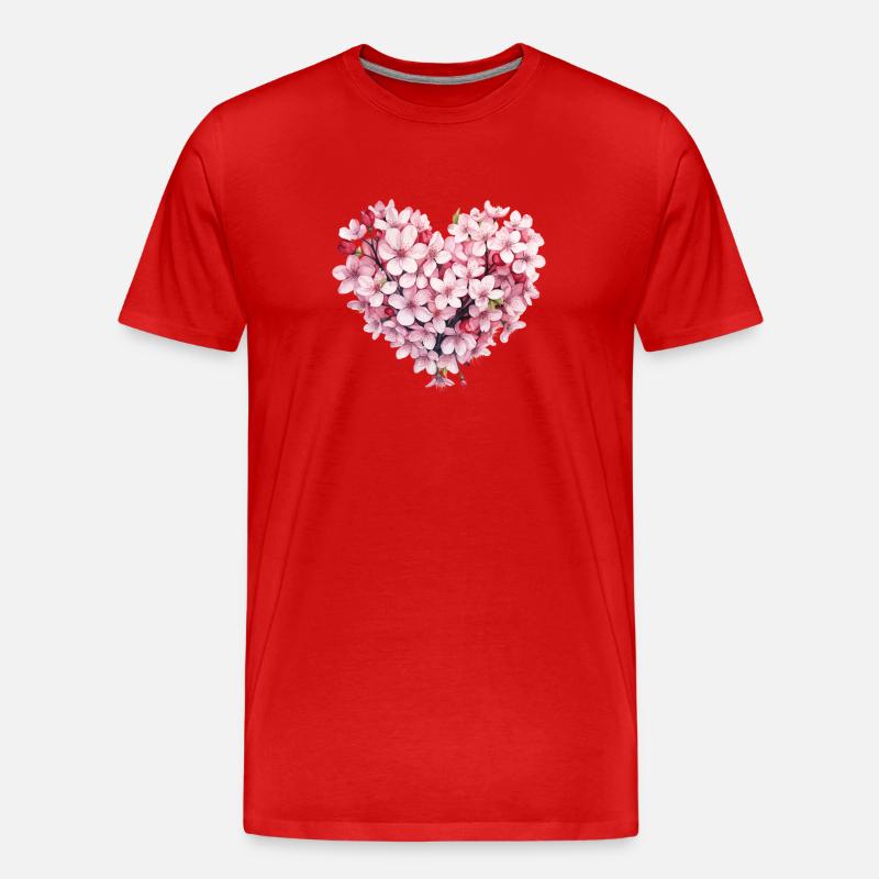 Sakura-Herz - Männer Premium Bio T-Shirt - Rot