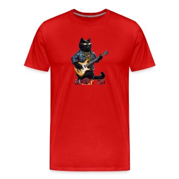 Rocker Cat - Men's Premium Organic T-Shirt - red - Front - Damien (186cm)