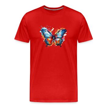 Rainbow Butterfly - Men's Premium Organic T-Shirt - red - Front - Damien (186cm)