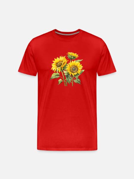 Sonnenblumenblüte - Männer Premium Bio T-Shirt - Rot