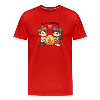 Be My Cryptotine: Adorable Bitcoin Couple - Männer Premium Bio T-Shirt - Rot - Vorne - Damien (186cm)