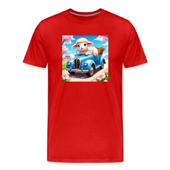 Sweet Lamb Autofahrer - Männer Premium Bio T-Shirt - Rot - Vorne - Damien (186cm)