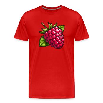 Large Leafy Raspberry - Men's Premium Organic T-Shirt - red - Front - Damien (186cm)