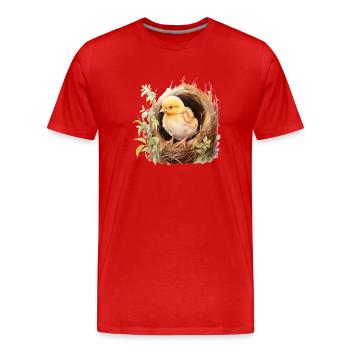 Frühlings-Küken - Männer Premium Bio T-Shirt - Rot - Vorne - Damien (186cm)