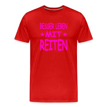 Reiten - Männer Premium Bio T-Shirt - Rot - Vorne - Damien (186cm)