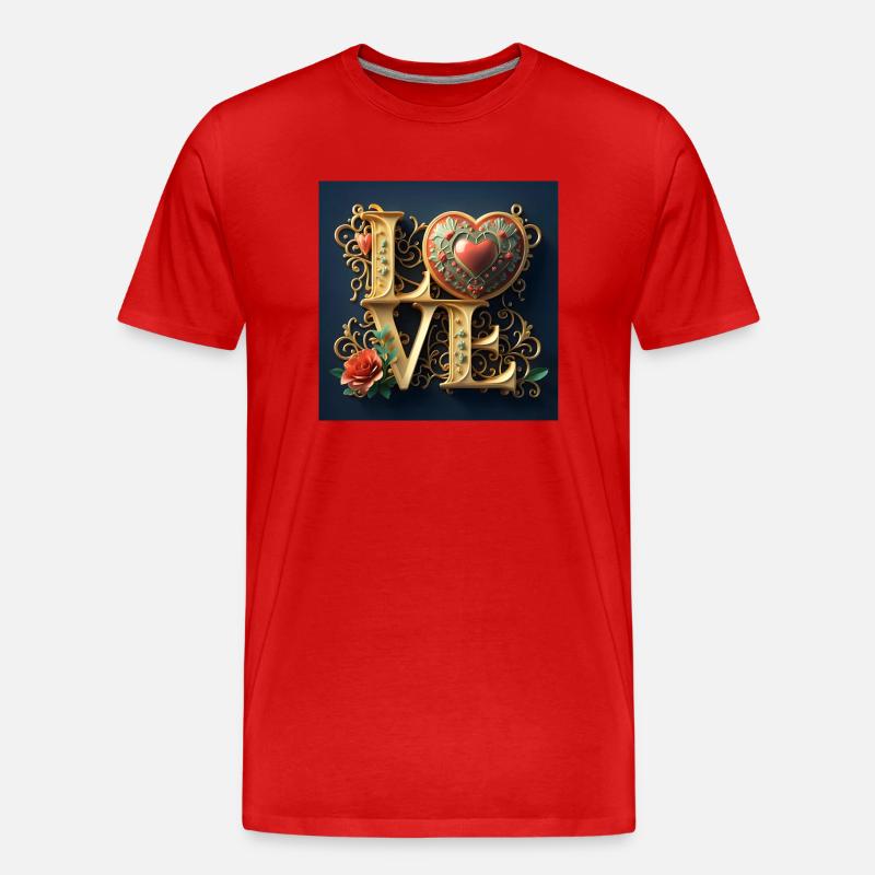 Liebe - Männer Premium Bio T-Shirt - Rot