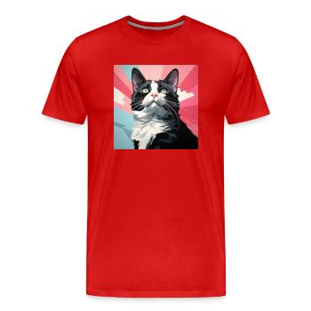 Tuxedo cat. tuxedo chat - T-shirt bio Premium Homme - rouge - Devant - Damien (186cm)