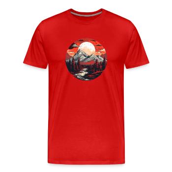 Montagnes de minuit - T-shirt bio Premium Homme - rouge - Devant - Damien (186cm)