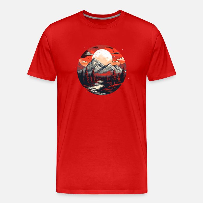 Mitternachtsberge - Männer Premium Bio T-Shirt - Rot
