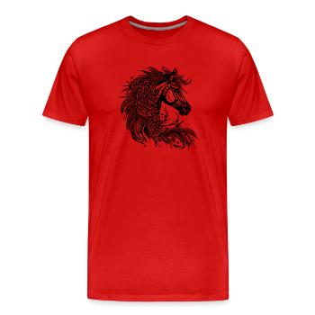 Cheval au galop avec crinière dans le vent - T-shirt bio Premium Homme - rouge - Devant - Damien (186cm)