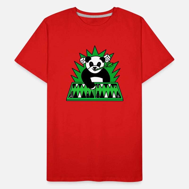 Lustiger Panda spielt Backgammon Männer Premium Bio T-Shirt