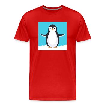 Cartoon Penguin - Men's Premium Organic T-Shirt - red - Front - Damien (186cm)