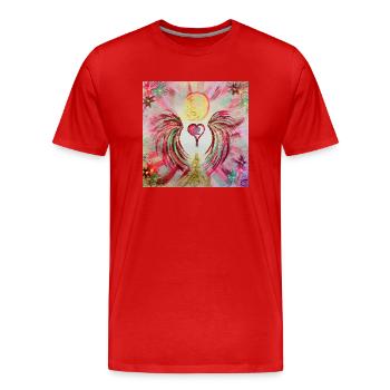 Herzengel Wirkmacht - Männer Premium Bio T-Shirt - Rot - Vorne - Damien (186cm)