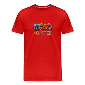 Süchtig nach Wolle - Männer Premium Bio T-Shirt - Rot - Vorne - Damien (186cm)