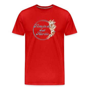 Témoin de la mariée fleurs rustique-tshirt assorti - T-shirt bio Premium Homme - rouge - Devant - Damien (186cm)
