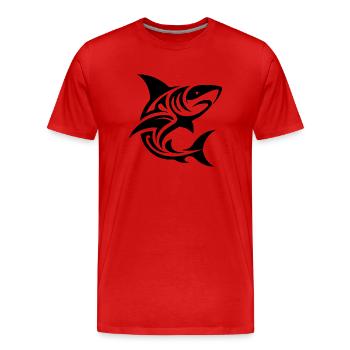 Tribal Tigerhai Style Taucher Fan Tattoo - Männer Premium Bio T-Shirt - Rot - Vorne - Damien (186cm)