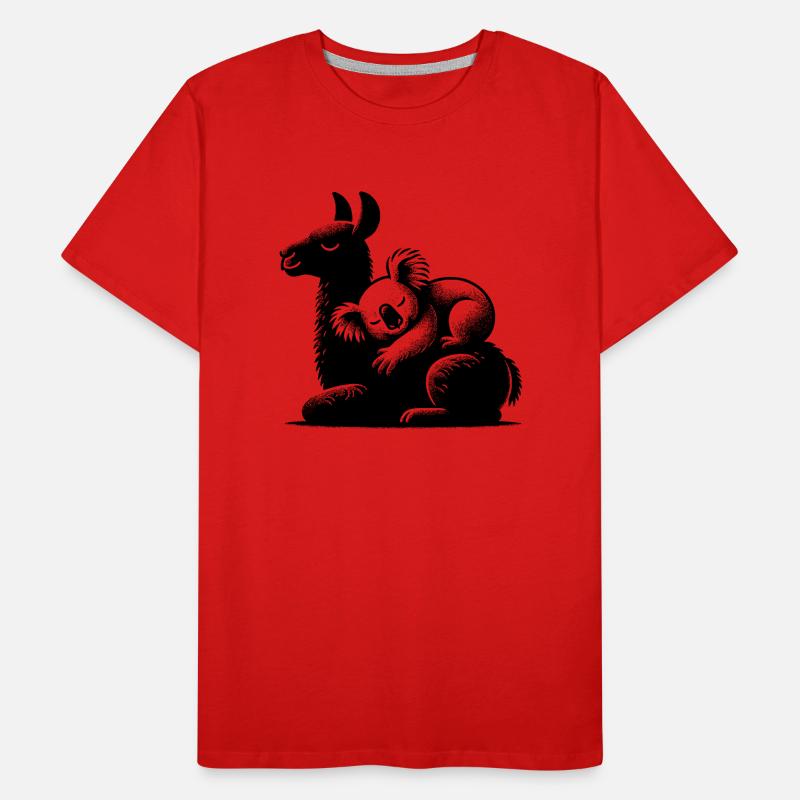 Sleeping koala on a sleeping llama Men's Premium Organic T-Shirt
