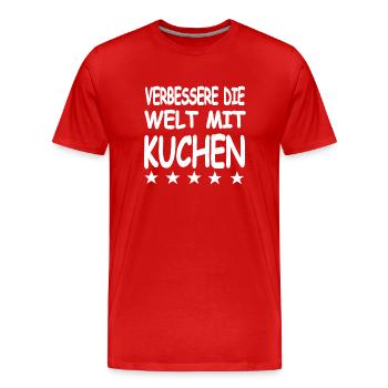 Kuchen - Männer Premium Bio T-Shirt - Rot - Vorne - Damien (186cm)