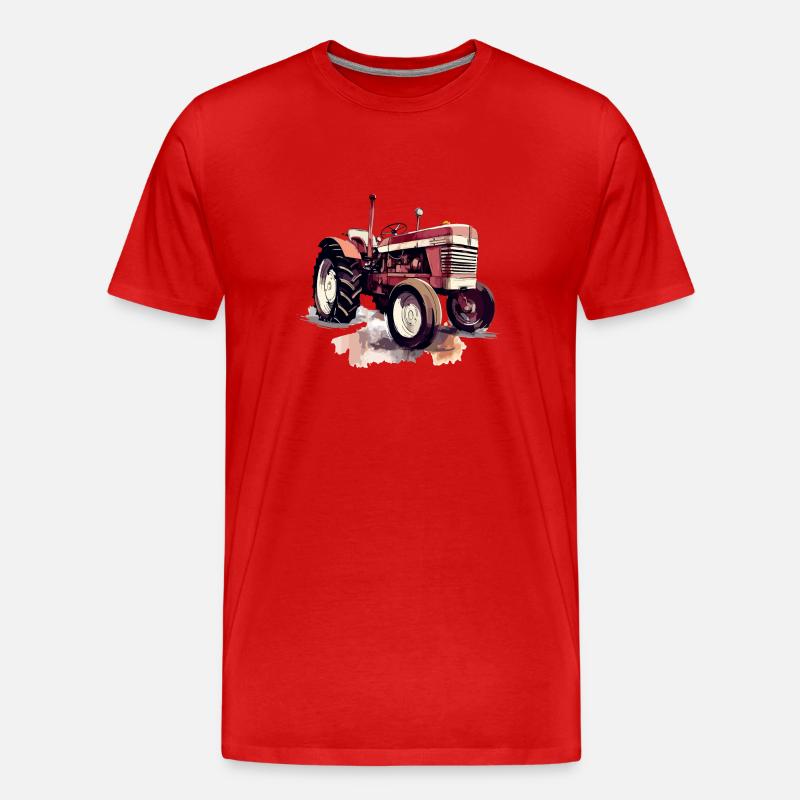 Roter Oldtimer-Traktor - Männer Premium Bio T-Shirt - Rot