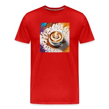 Latte Art Love - Men's Premium Organic T-Shirt - red - Front - Damien (186cm)