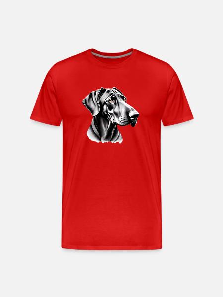 Dobermann Illustration - Männer Premium Bio T-Shirt - Rot