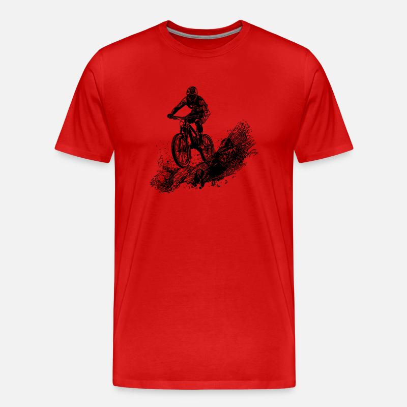 Radfahrer Schlamm Berg Abfahrt - Männer Premium Bio T-Shirt - Rot