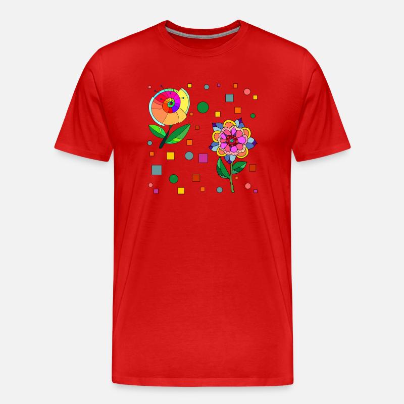 Blumen - Männer Premium Bio T-Shirt - Rot
