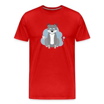 Éclaboussure de loup de dessin animé - T-shirt bio Premium Homme - rouge - Devant - Damien (186cm)