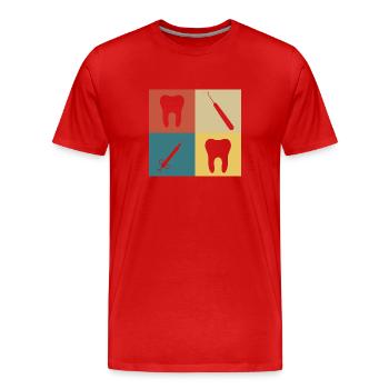 Retro Vintage Dentist - Men's Premium Organic T-Shirt - red - Front - Damien (186cm)