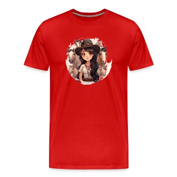 Horse Walk Horse Girl - T-shirt bio Premium Homme - rouge - Devant - Damien (186cm)