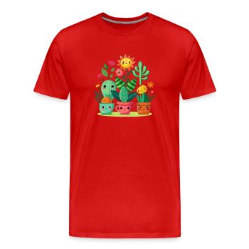 Plant friends - Men's Premium Organic T-Shirt - red - Front - Damien (186cm)